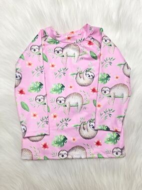 Girls' 18m Pink Sloth Print Long Sleeve Rashguard